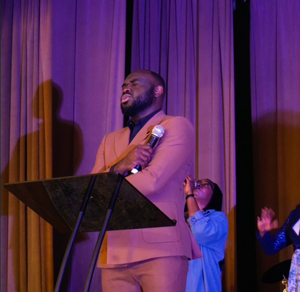 Pastor preaching during a Sunday service